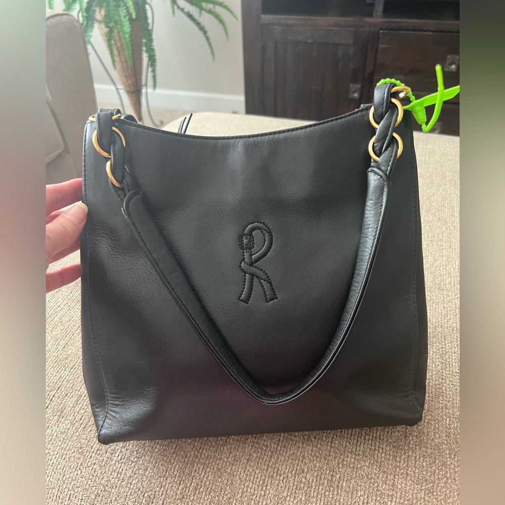Roberta Di Camerino Black Leather Shoulder Purse ITALY - Picture 6 of 16